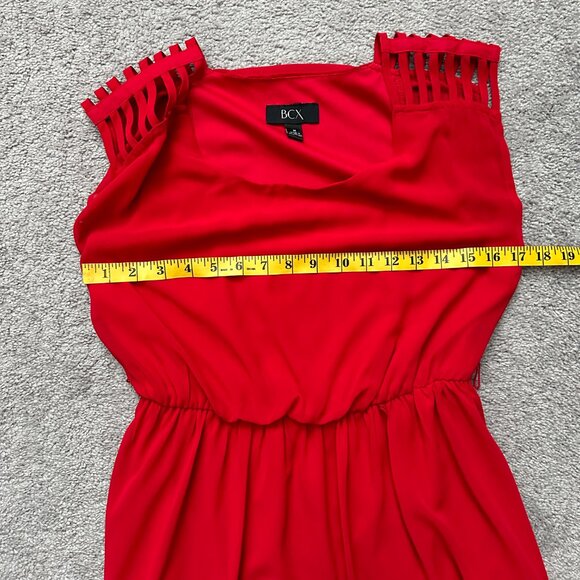 BCX | Women’s Short Fit & Flare Little Red Dress w cinched waist | Red | Size: M - Picture 8 of 11